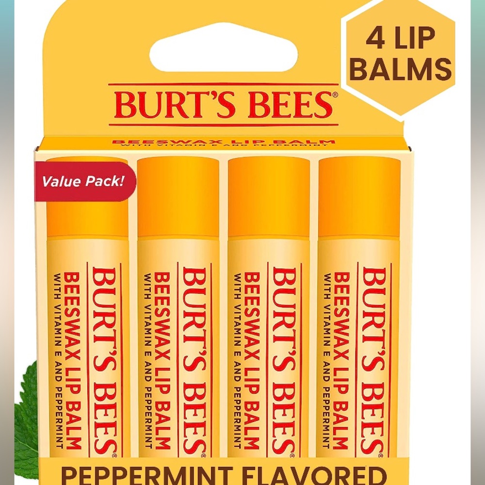 NIB Burt’s Bees 4pk Lip Balm with Vitamin E and Peppermint